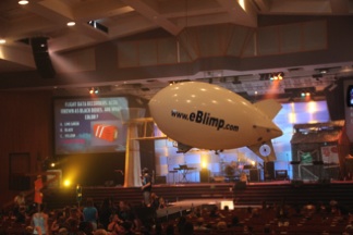 promotional flying rc radio control blimp at church